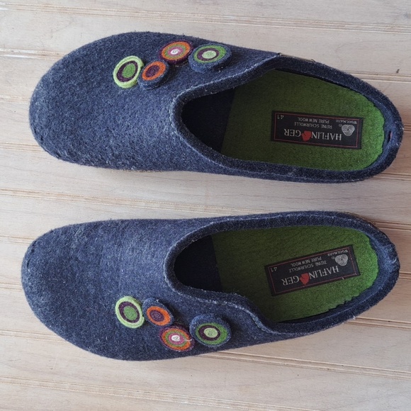 Haflinger Reine Schurwolle Pure New Wool Felt LaganLook FUN Clogs Slip-Ons - Picture 1 of 9